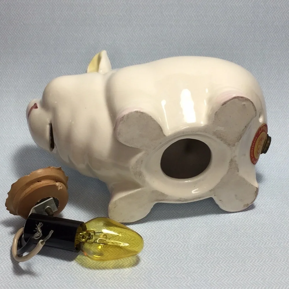 Vintage Smiling Pig Blue And Floral Design - Picture 11 of 15